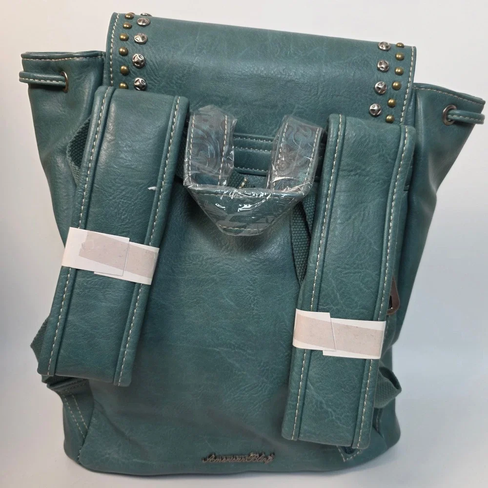 American‎ Bling Teal Blue Western Studded Backpack and Wallet 2 Piece Set NEW